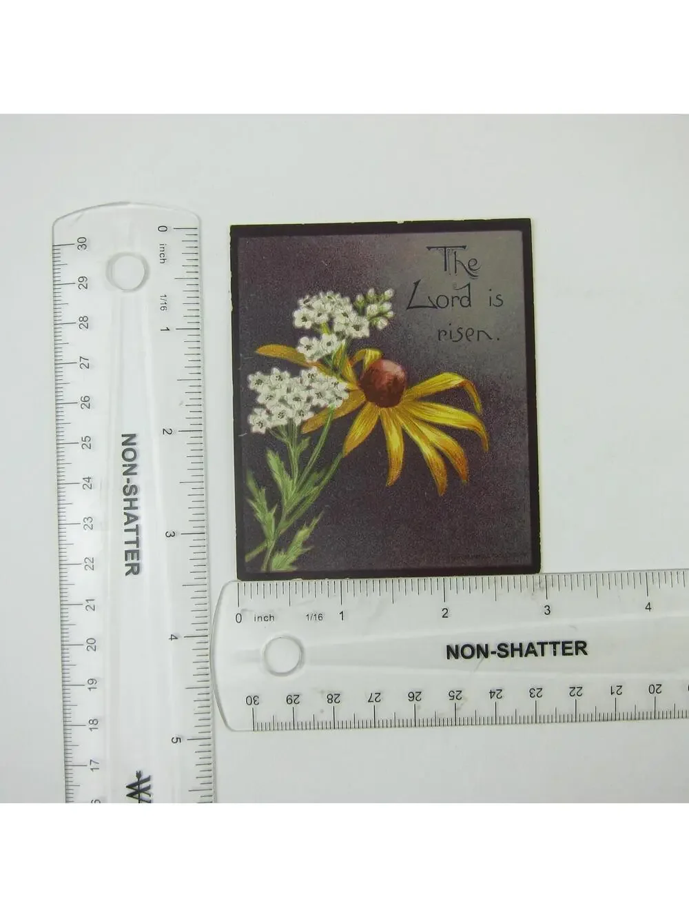 Victorian Greeting Card Easter Black Eyed Susan Yellow & White Flowers Antique
